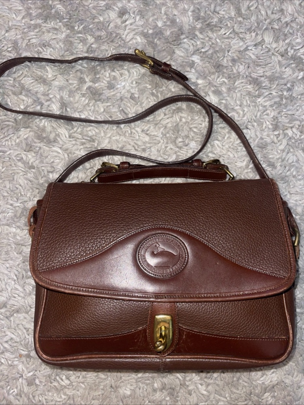 Vintage Dooney & Bourke Chocolate AWL Leather Crossbody Shoulder Bag